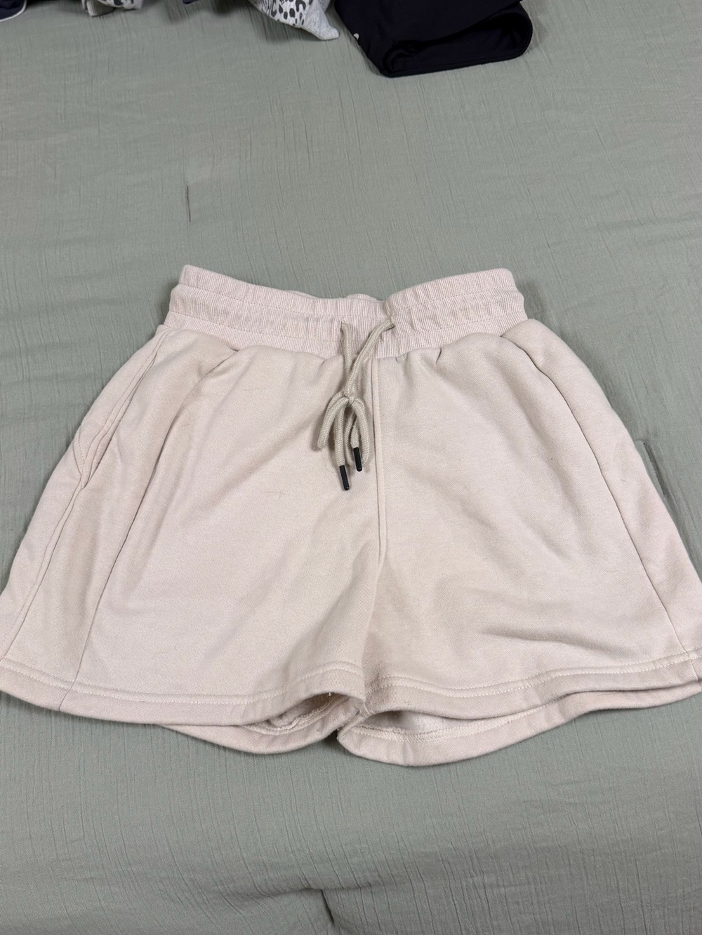 Women’s Drawstring Lounge Shorts in Light Beige
